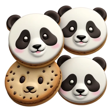 Chocolate biscuit with cute panda face design like Hello Panda cookie, round biscuit with panda face stamped on top sticker