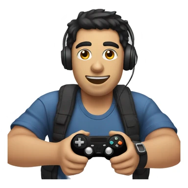 guy with black hair playing video games with ª controller sticker