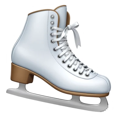 Стильные белые или кожаные коньки с перекрещенными шнурками.
> Prompt: 3D emoji of a pair of classic white ice skates tied together by laces.
Small festive silver bells attached to the laces. Sharp blades with a chrome metallic finish, smooth leathe sticker