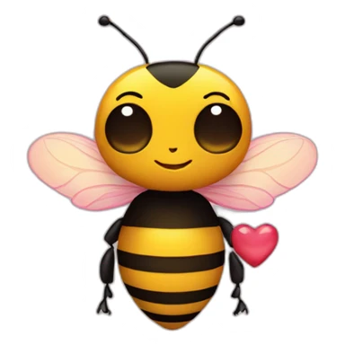 Bumblebee holding a heart sticker