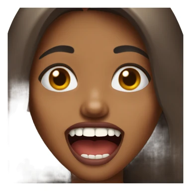 Brown girl with her mouth open with vampire sticker