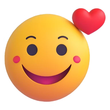 3D smiley emoji, round shape, lucky heart, lucky face sticker