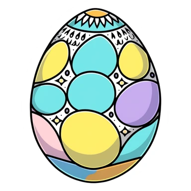 A festive Easter egg with decorative patterns and pastel colors sticker