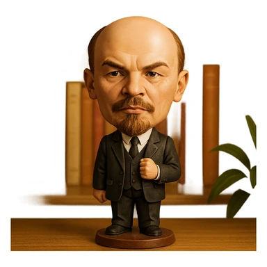 Lenin with exaggerated head, classic suit, bobblehead style sticker