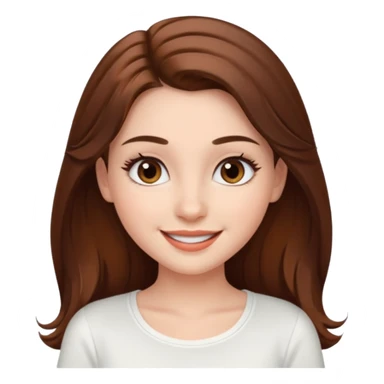 charming girl, white top, long brown hair, prominent eyelashes, pretty sticker