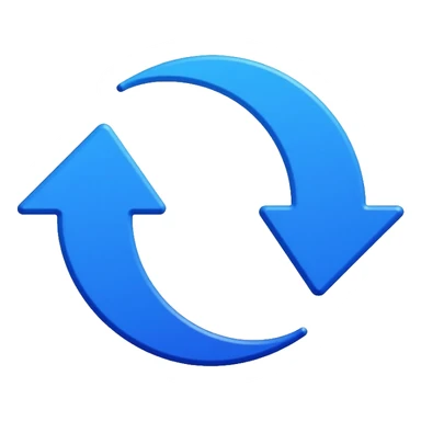 iOS 16 style refresh icon, circular arrows in counterclockwise motion, Apple blue color, minimalistic design sticker