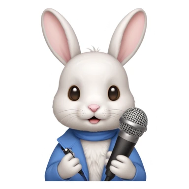white bunnie singing to mic sticker