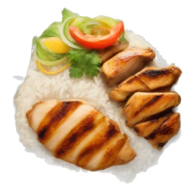 Plate, rice, grilled chicken  sticker