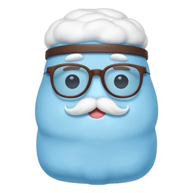 blue marshmallow with mustache and glassess, just marshmallow sticker