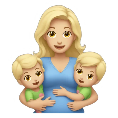 blonde mother with babies sticker