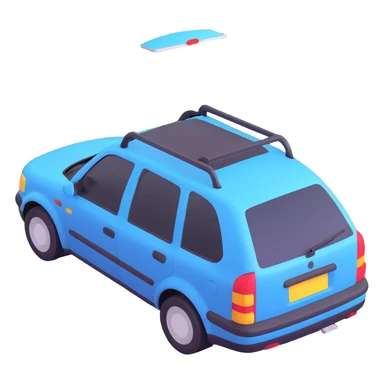 car with sunroof opening, roof sliding back, sunlight coming in sticker