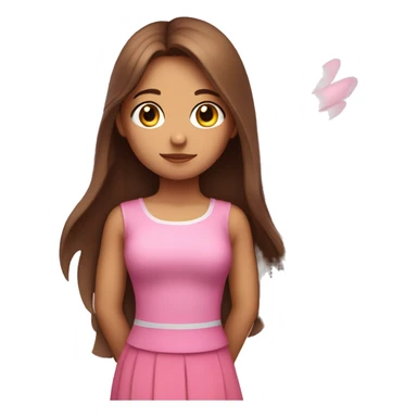 Girl with long Brown hair, pink top and skirt and wings sticker