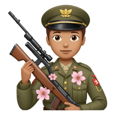 soldier with cherry blossom sticker