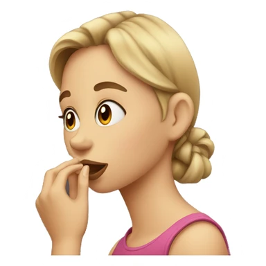 Girl smelling  sticker