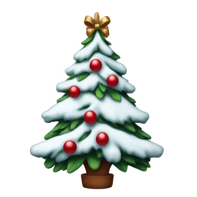 Snowy Christmas tree with dark red bows sticker