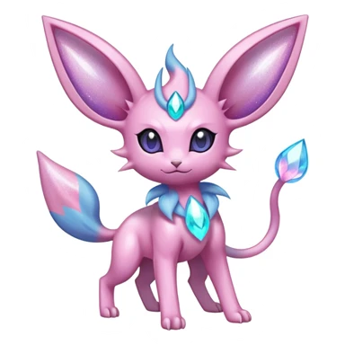 Shiny Cool Sparkly Cute Ethereal Espeon-Sylveon-Nidorino-Fakemon-hybrid-fusion- full body sticker