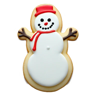 White sugar cookie with a red outline in the middle of a snowman  sticker