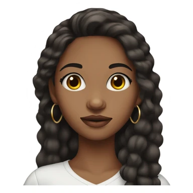 Dark brown haired girl with long lashes and hoop earrings sticker