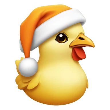 little yellow chicken face, with orange santa hat sticker