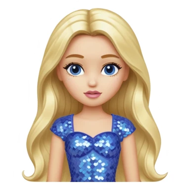 Cloe from Bratz with long blonde hair and periwinkle sequin outfit sticker