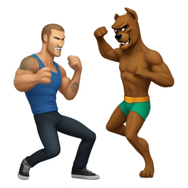 Scooby Doo fighting Randy Orton sticker