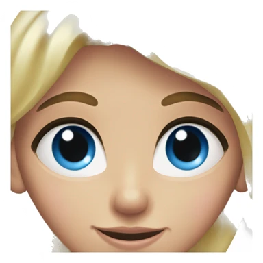 Blonde haired blue eyes wearing pink shirt with thick eyebrows sticker