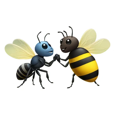 Ant and bumble bee holding hands in the park sticker