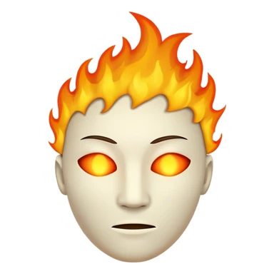 featureless head with fire, no eyes, no mouth, blank face sticker