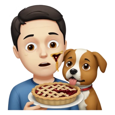 Sad man eats a pie. While i throw his dog at berlin sticker