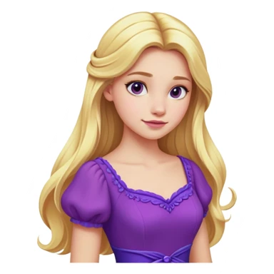portrait of a young woman, long blonde hair, purple dress, Disney style, soft lighting, vibrant colors, 8k, high detail sticker