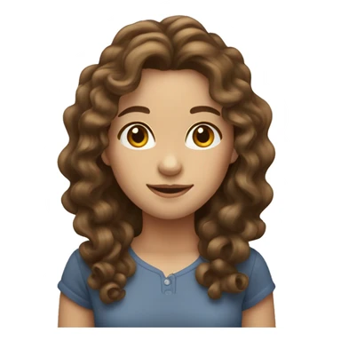 Emoji of a light brunette girl with long curly brown hair sticker