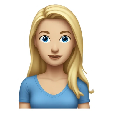 A head and shoulders shot of a 32 year old Caucasian woman, with long blonde hair,   with blue eyes wearing a t-shirt. sticker