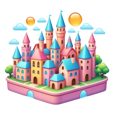 Magical colorful shiny glossy pastel city  sticker