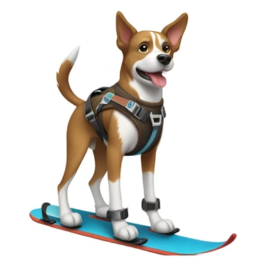 Brown and white dog skiing sticker