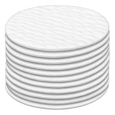 A long pile of 100 round flat thin cotton pads sticker