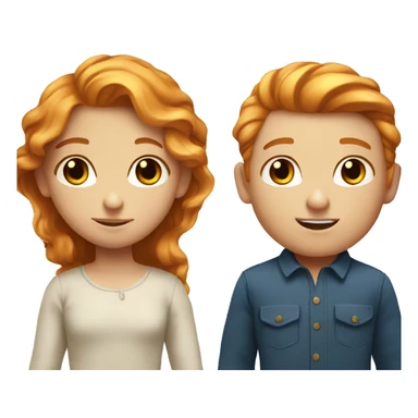 Ginger boy with brown eyes and a blonde girl with blue eyes sticker