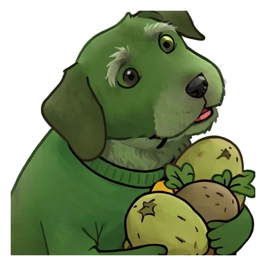 Wire haired pointing griffon dog snuggling potato’s sticker