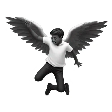 winged falling boy in monochrome sticker