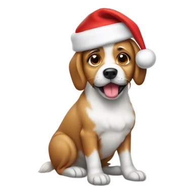 Dog wearing Santa hat sticker