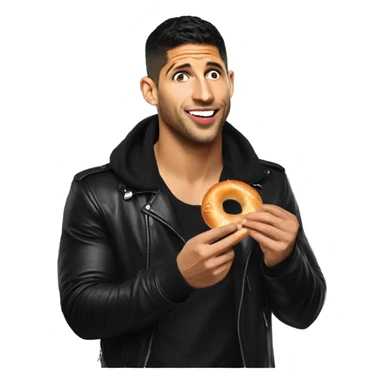 The singer SoMo eating a bagel sticker