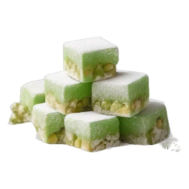 Turkish delight stacked cubes with chopped pistachios and covered with powdered sugar  sticker
