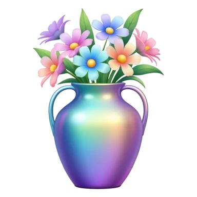 Iridescent vase with pastel flowers sticker