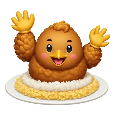 chicken dancing on top of rice (a chicken rice emoji) sticker