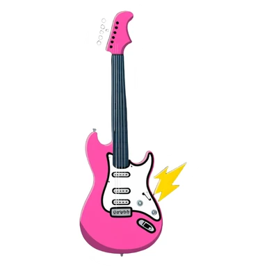 Pink electric guitar lightning bolt, rock and roll symbol sticker