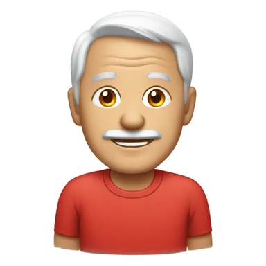 smiling old man in red sticker