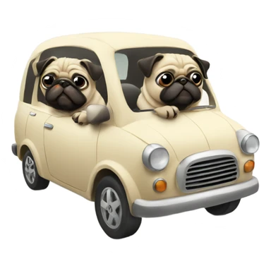 2 pugs in a car sticker