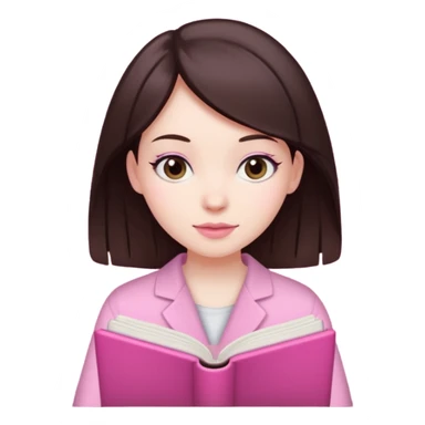 a girl with shite skin and dark brown hair studying Pink sticker