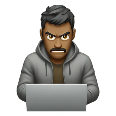 Man at laptop getting angry sticker