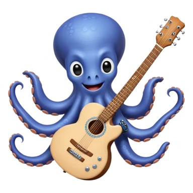 happy octopus with multiple arms playing guitar sticker