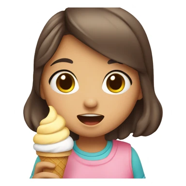 Kawaii girl eating ice cream sticker